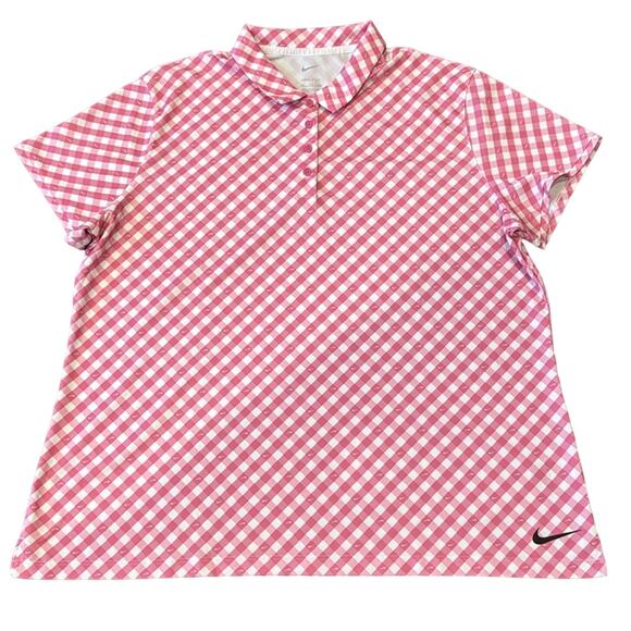 Nike Golf Women's Dri-FIT Victory Short Sleeve Gingham Polo Size XXL - Picture 2 of 8